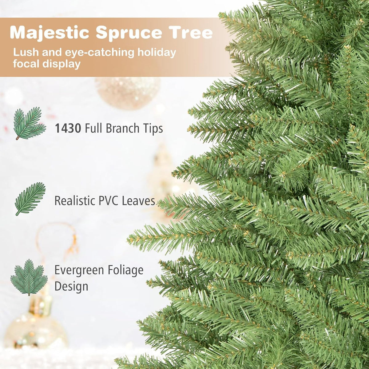 GOFLAME Artificial Christmas Tree with Folding Metal Stand Green