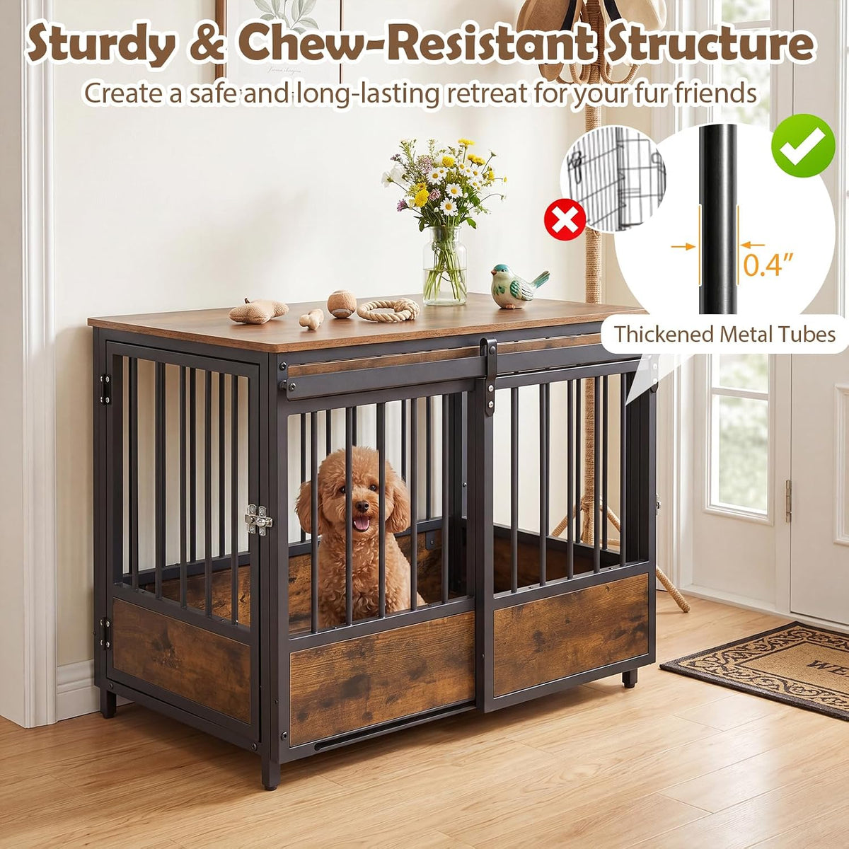Goflame Dog Crate Furniture with 2 Doors