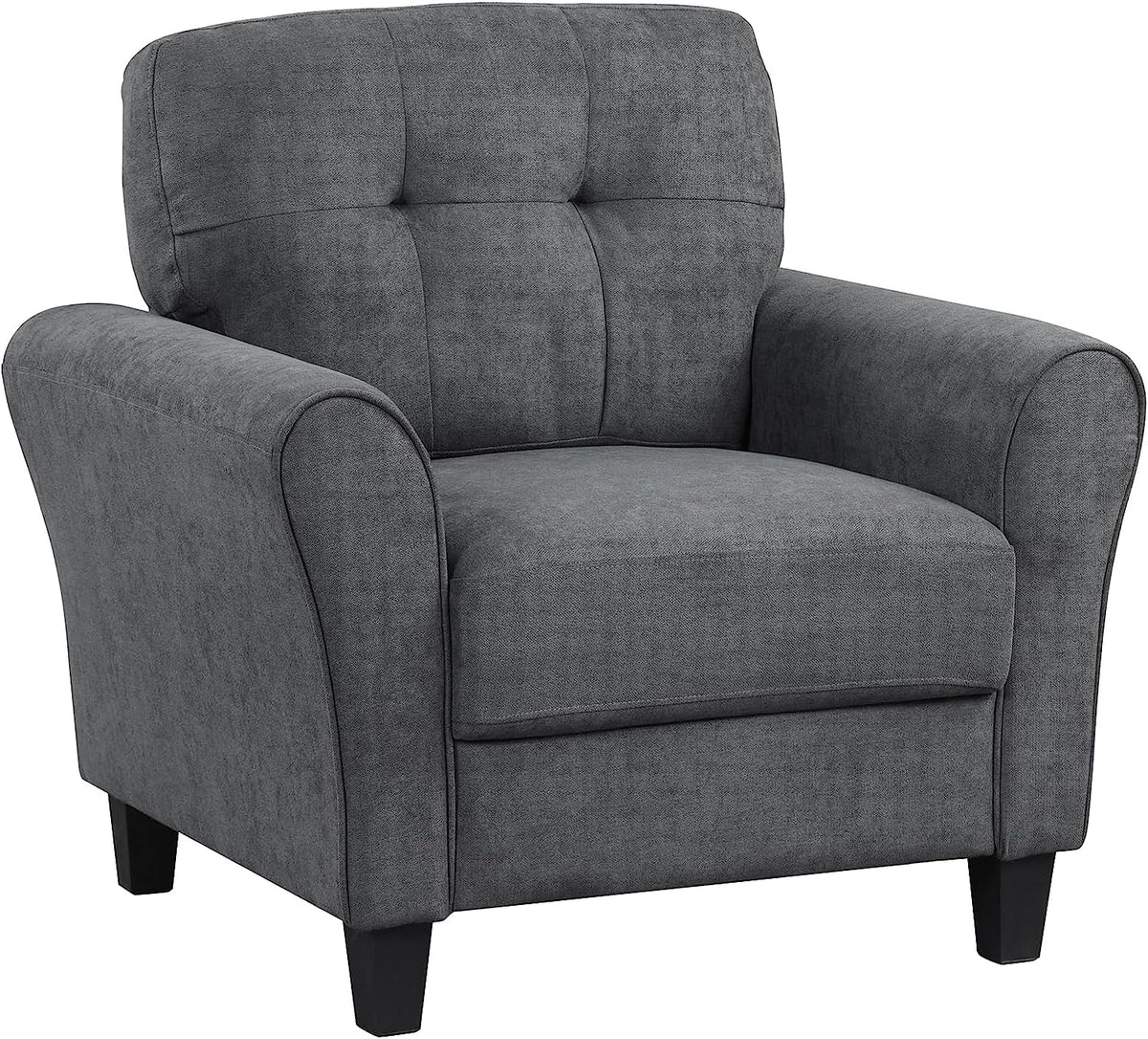 Goflame Modern Mid-Century Accent Chair - Linen Living Room Chair with Tufted Back, Grey