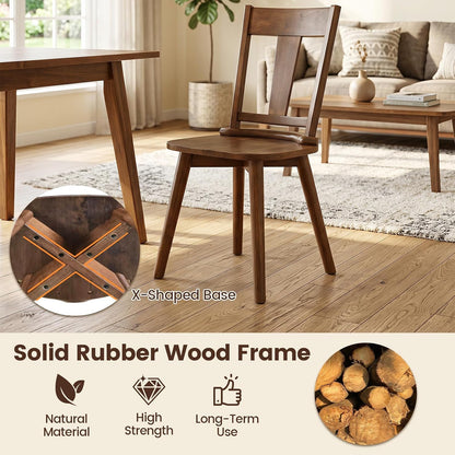 Goflame Wooden Dining Chairs Set of 2, Solid Wood Kitchen Chairs | Modern Farmhouse Dining Room Chairs w/Hollowed Backrest