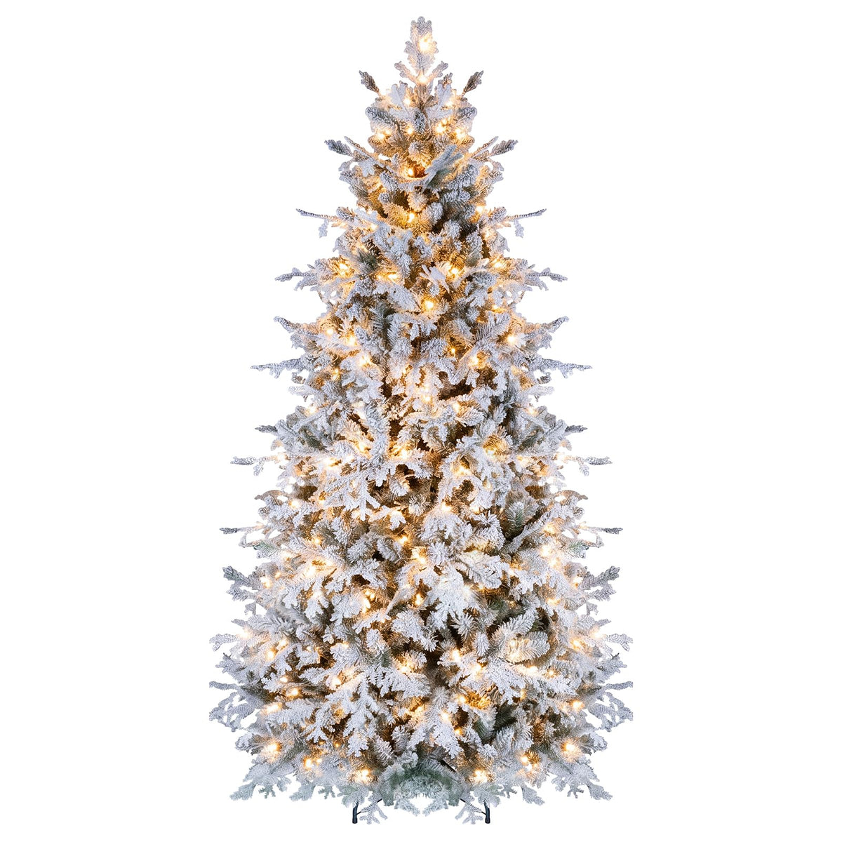 GOFLAME 5/6/7/8FT Pre-lit Christmas Tree | Snow Flocked Artificial Xmas Tree