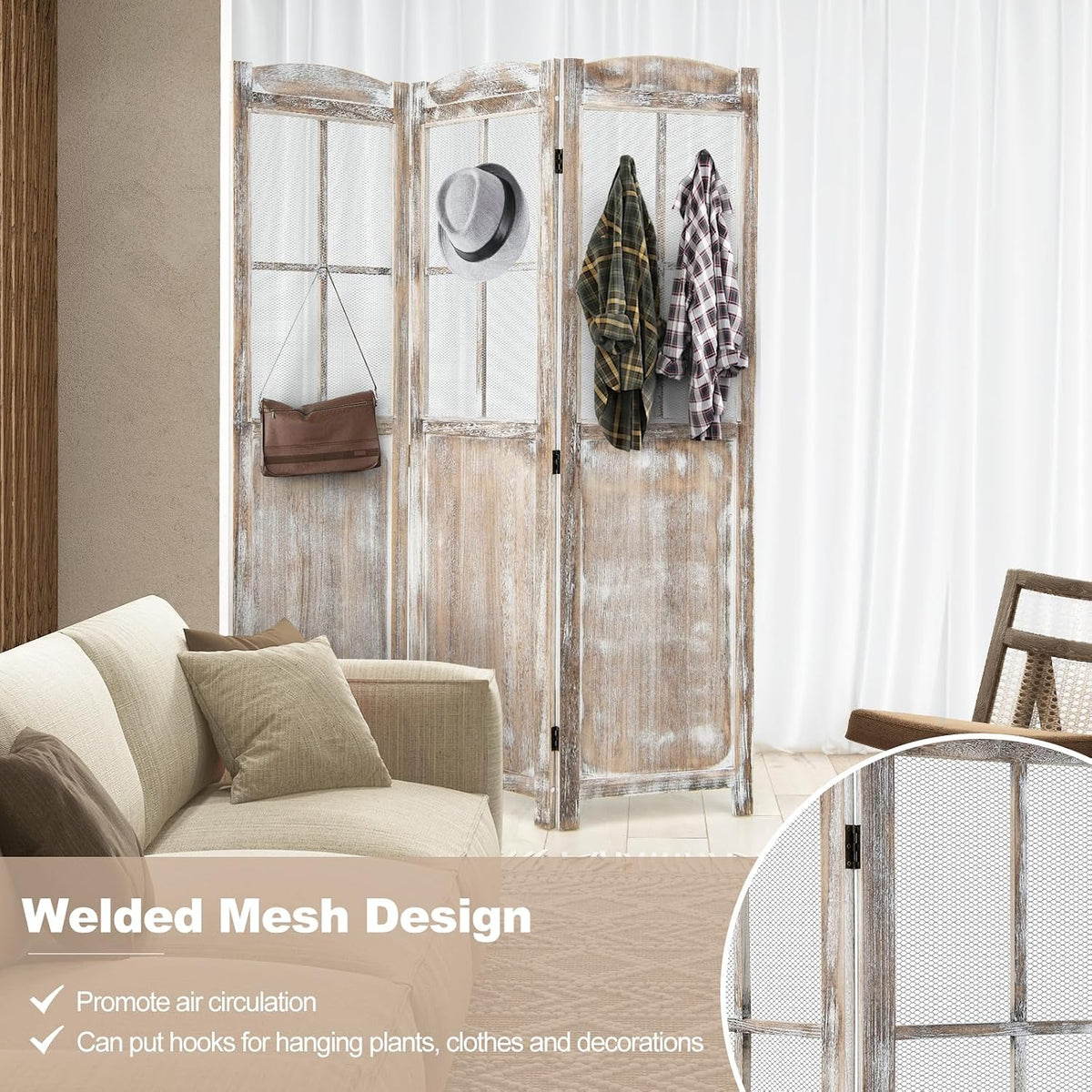 GOFLAME 3-Panel Folding Room Divider