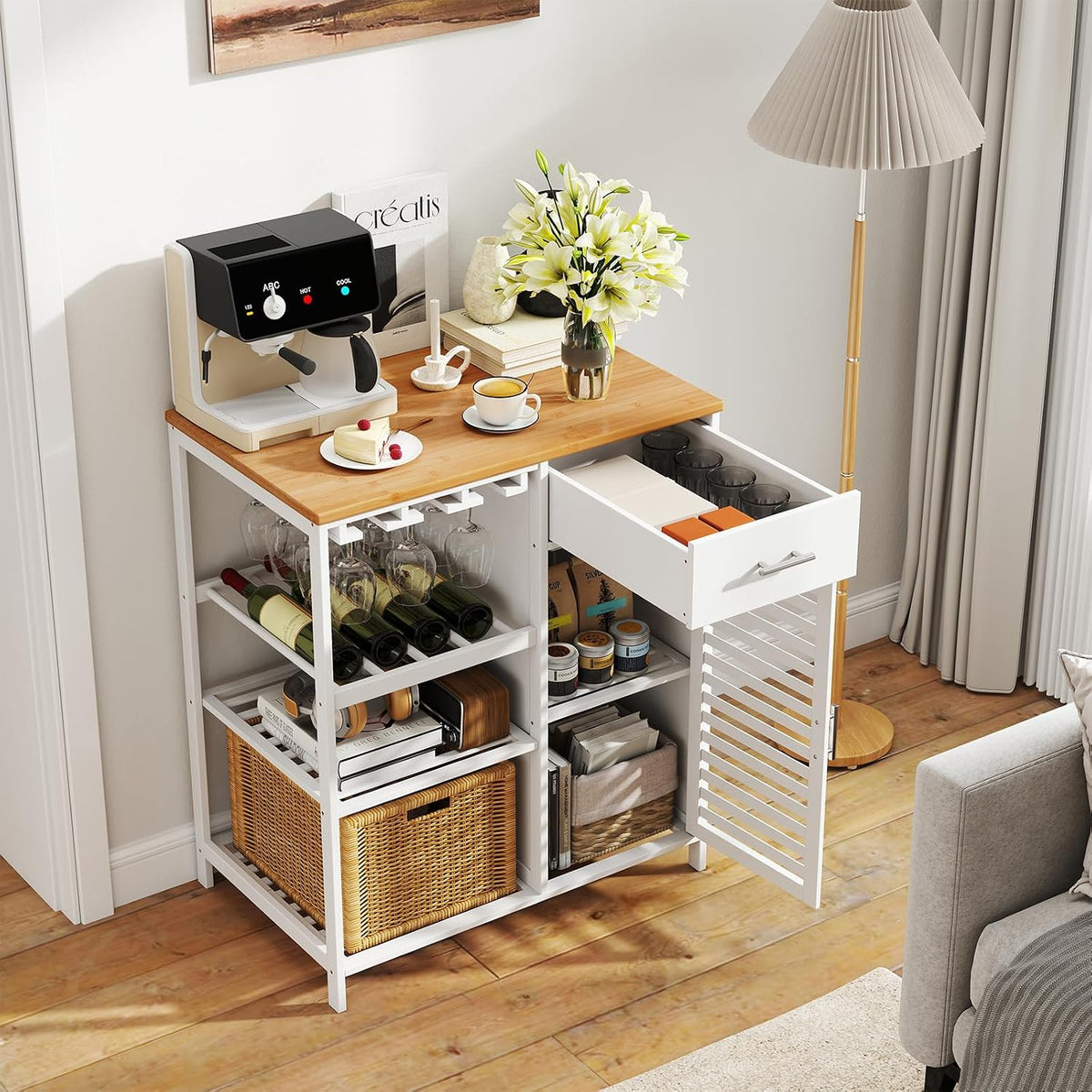 Goflame Kitchen Island with Storage Cabinet