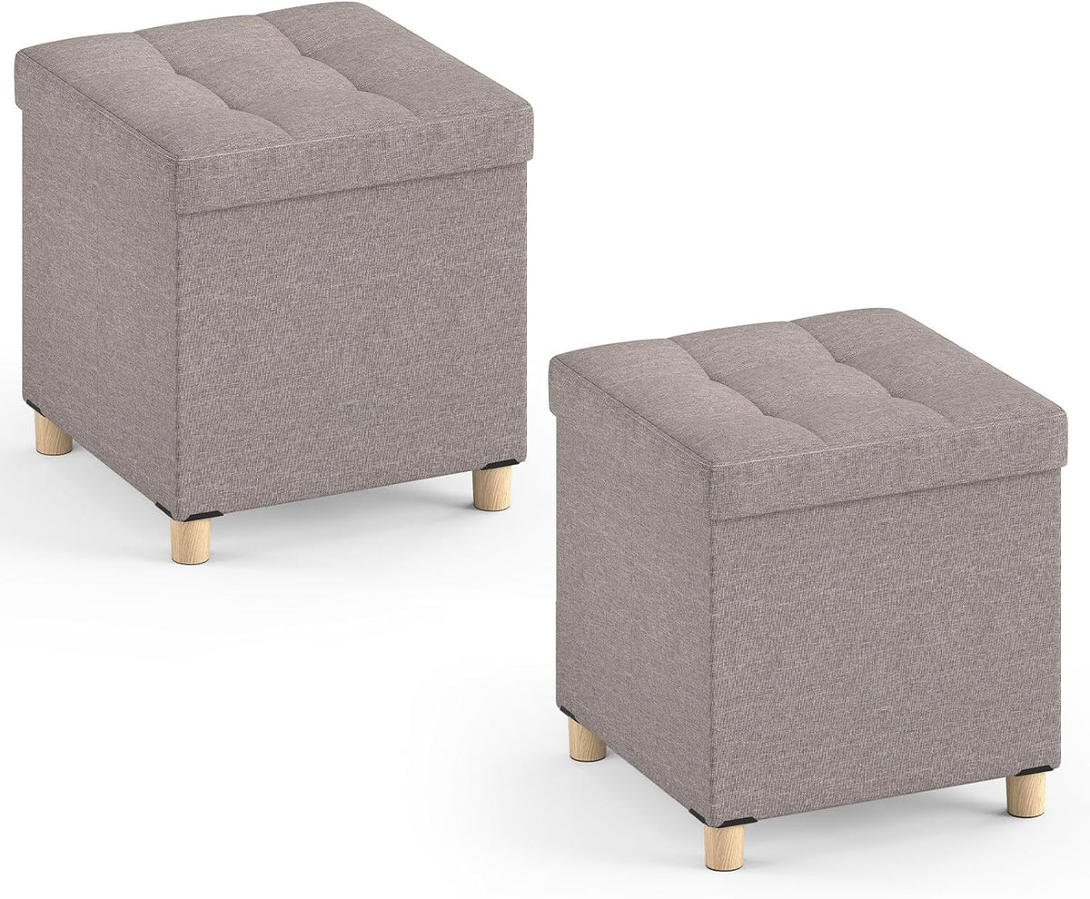 Goflame 18 Inches Ottoman with Storage and Rubber Wood Legs