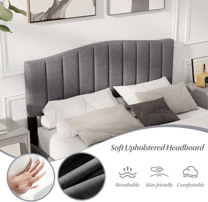 Goflame Queen Bed Framewith Adjustable Arch Tufted Headboard Mattress Foundation