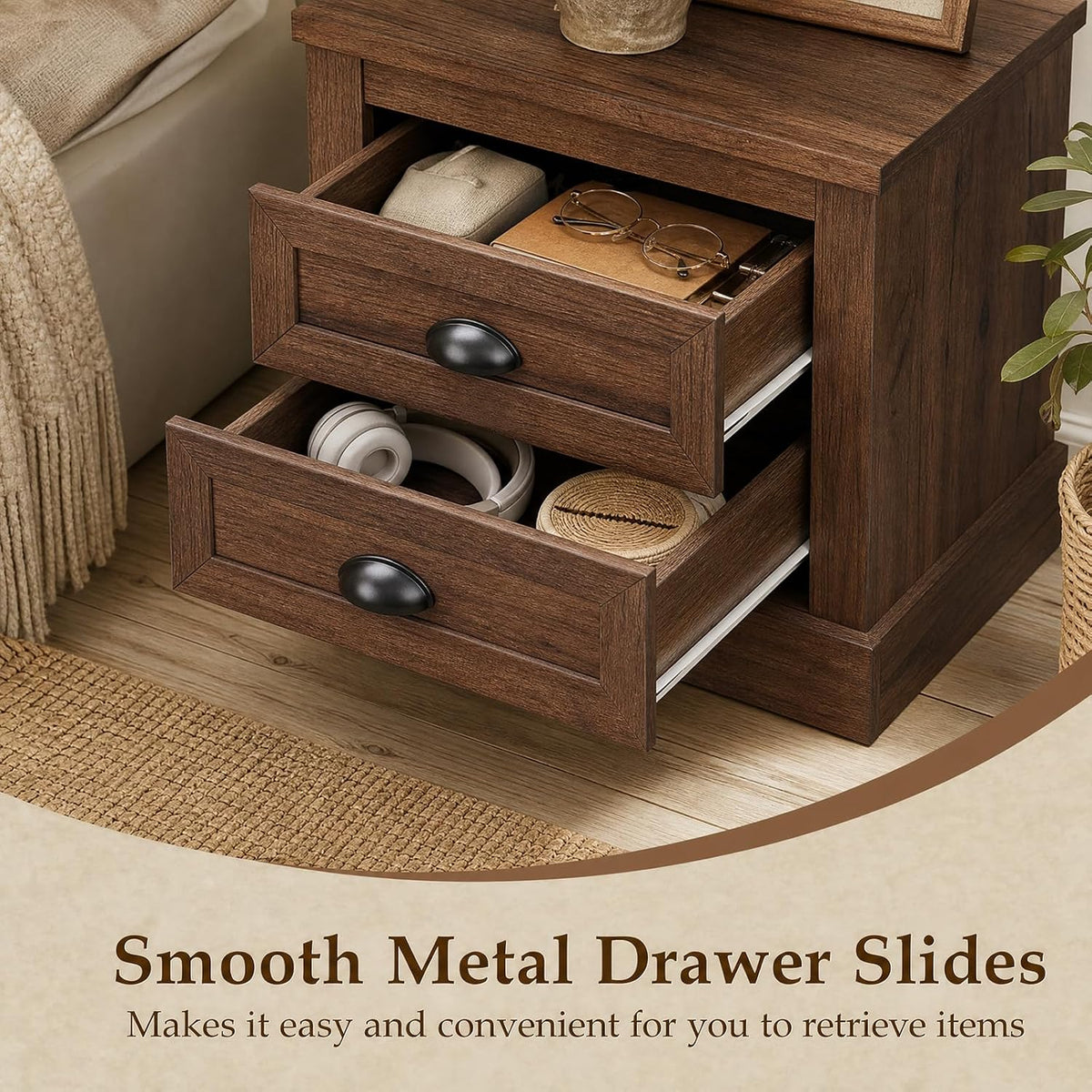 GOFLAME Nightstand with 2 Drawers