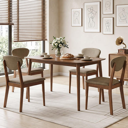 Goflame Wooden Dining Chairs Set of 4, Upholstered Kitchen Chairs | Farmhouse Dining Room Chair w/ Padded Seat & Back
