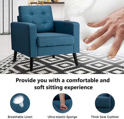 Goflame Modern Accent Chair, Mid-Century Upholstered Armchair Club Chair - Goflameus