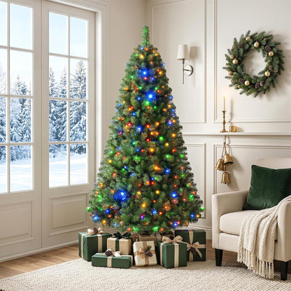 GOFLAME Artificial Christmas Tree | Dimmable Warm White & Multi-colored LED Lights