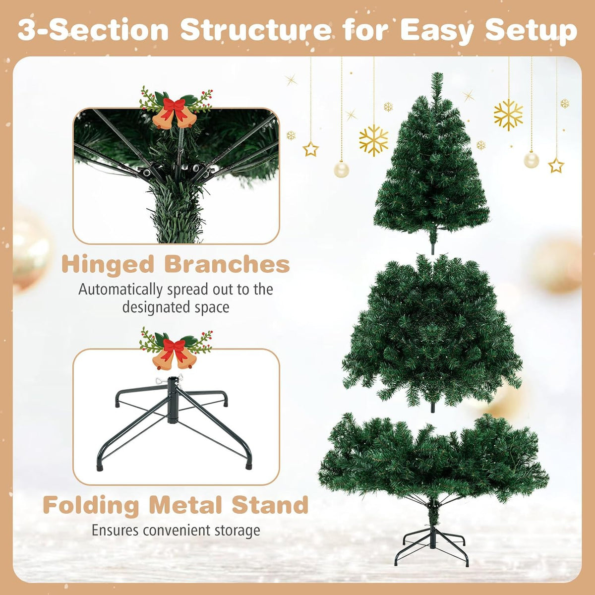 GOFLAME 6FT Pre-lit Christmas Tree with 230 Warm White LED Lights