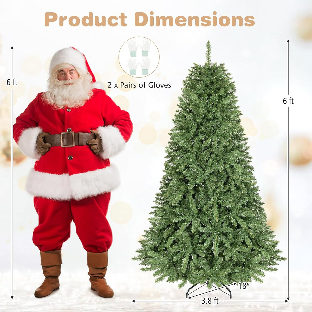 GOFLAME Artificial Christmas Tree with Folding Metal Stand Green
