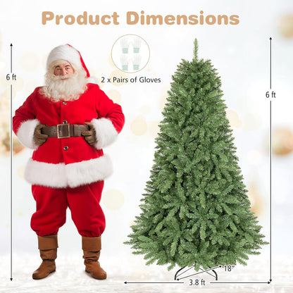 GOFLAME Artificial Christmas Tree with Folding Metal Stand Green