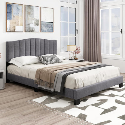 Goflame Queen Bed Framewith Adjustable Arch Tufted Headboard Mattress Foundation