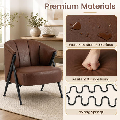 Goflame Mid Century Modern Accent Chair w/Curved Backrest & Wide Seat