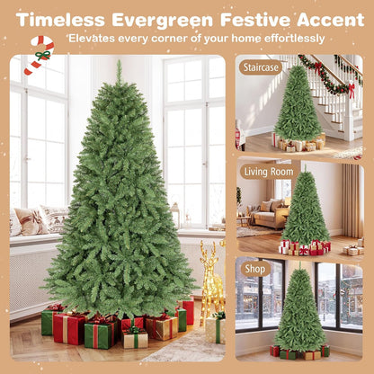 GOFLAME Artificial Christmas Tree with Folding Metal Stand Green