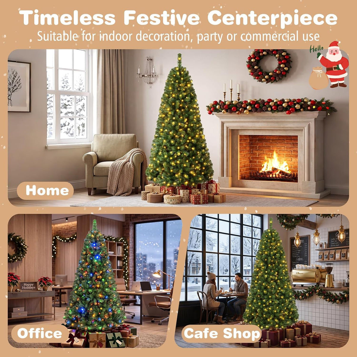 GOFLAME Artificial Christmas Tree | Dimmable Warm White & Multi-colored LED Lights