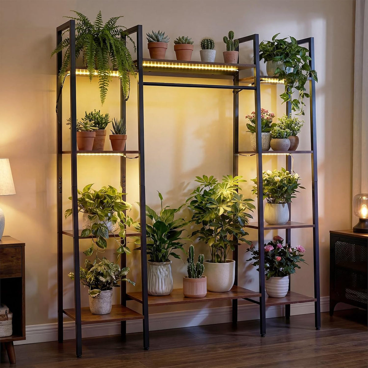 GOFLAME 55.5” Tall Plant Stand with 16 Colors LED Lights