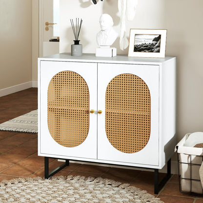 Goflame Small PE Rattan Buffet Cabinet with 2-Door Boho Sideboard