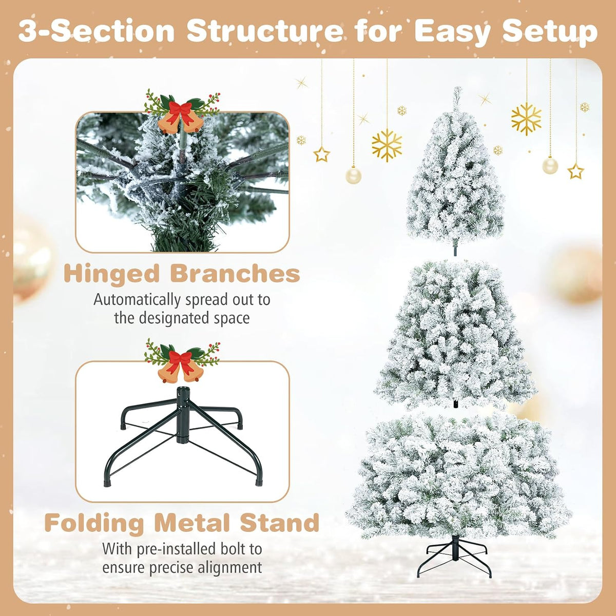 GOFLAME Artificial Christmas Tree Snow Flocked