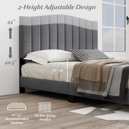 Goflame Queen Bed Framewith Adjustable Arch Tufted Headboard Mattress Foundation