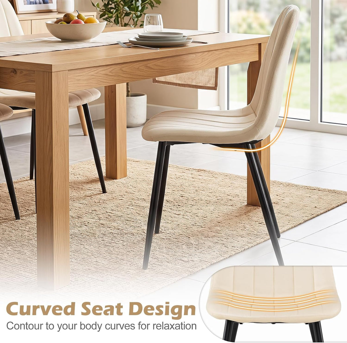 Goflame Upholstered Dining Chairs Set of 4