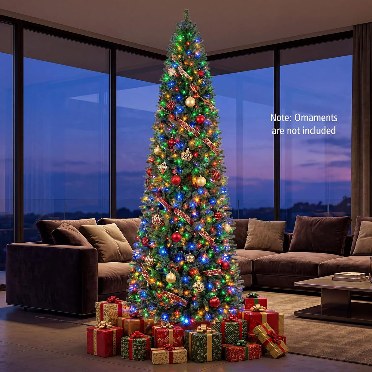 GOFLAME 9ft Pre-lit Pencil Christmas Tree