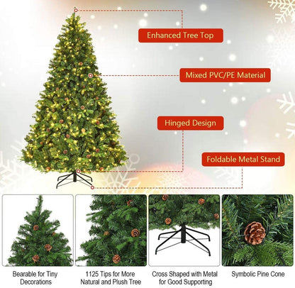 Pre-Lit Artificial Christmas Tree Premium Spruce Hinged Tree with 540 LED Lights
