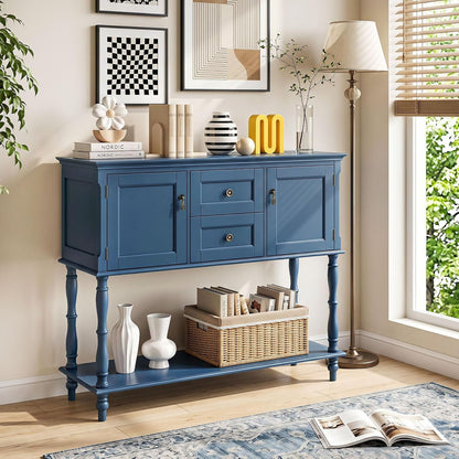 Goflame Console Table with 2 Drawers & 2 Door Cabinets | Narrow Sofa Stand Behind Couch Table with Open Storage Shelf for Living Room