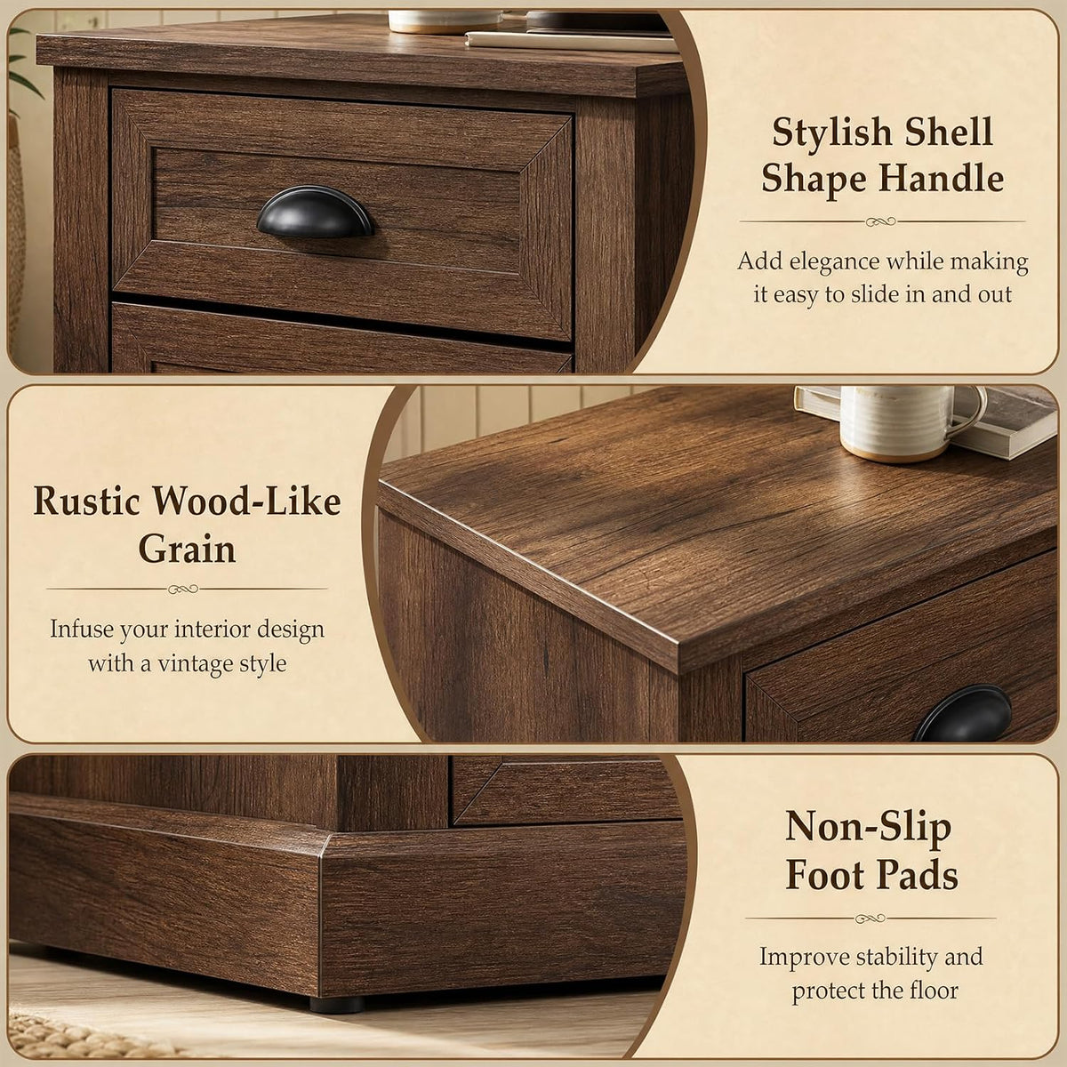 GOFLAME Nightstand with 2 Drawers