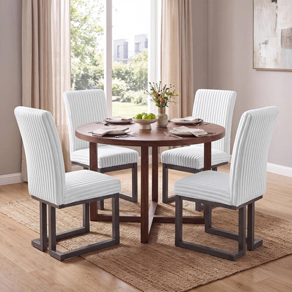 Goflame Upholstered Dining Chairs Set of 2, Kitchen Chairs with High Back | Modern Dining Room Chairs with Fabric Channel Back & Seat