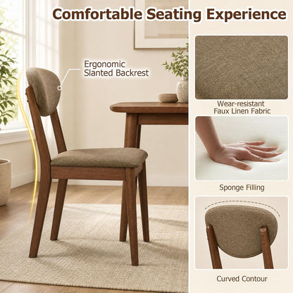 Goflame Wooden Dining Chairs Set of 4, Upholstered Kitchen Chairs | Farmhouse Dining Room Chair w/ Padded Seat & Back