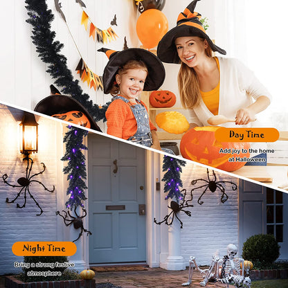 9FT Black Halloween Garland with Lights - GoflameUS