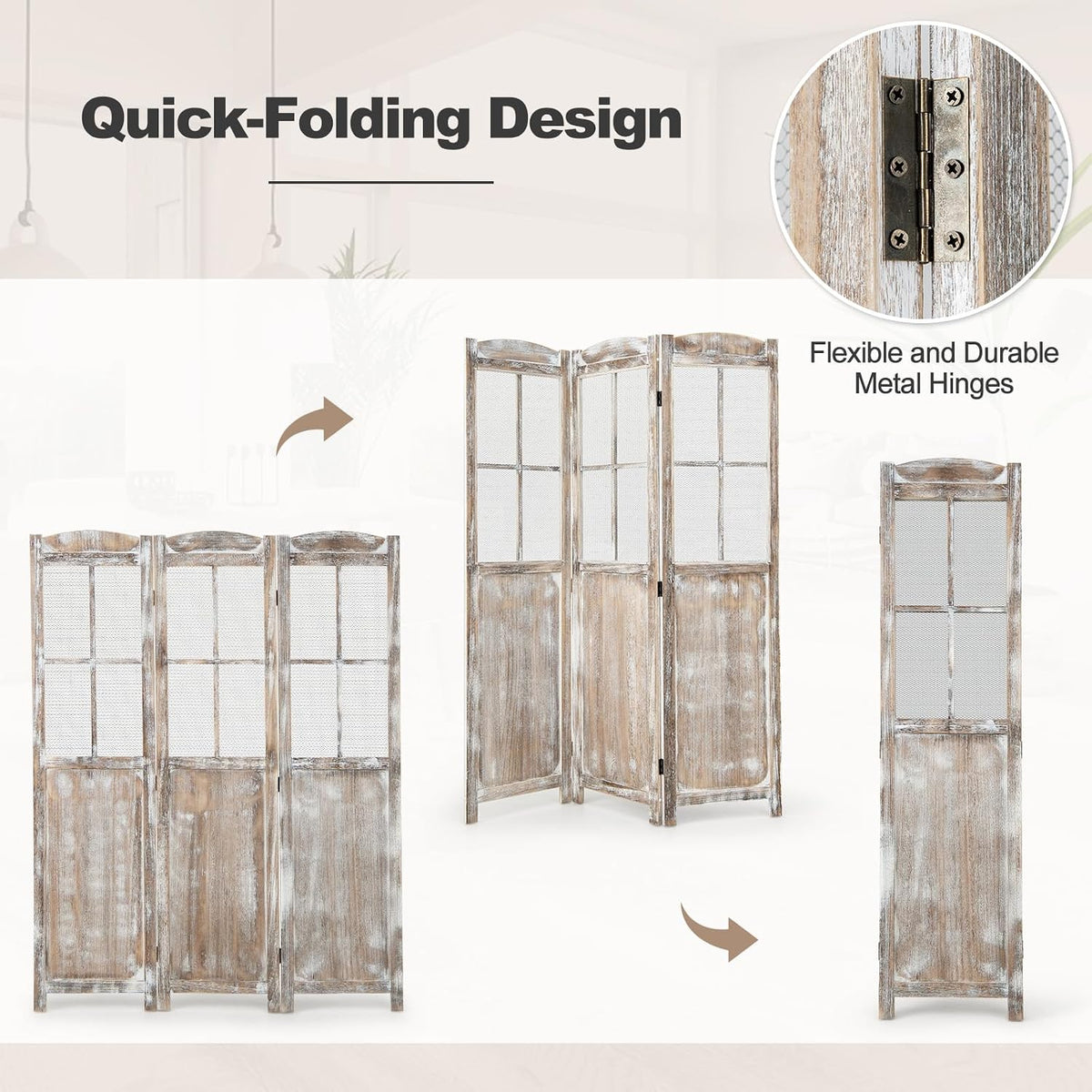 GOFLAME 3-Panel Folding Room Divider