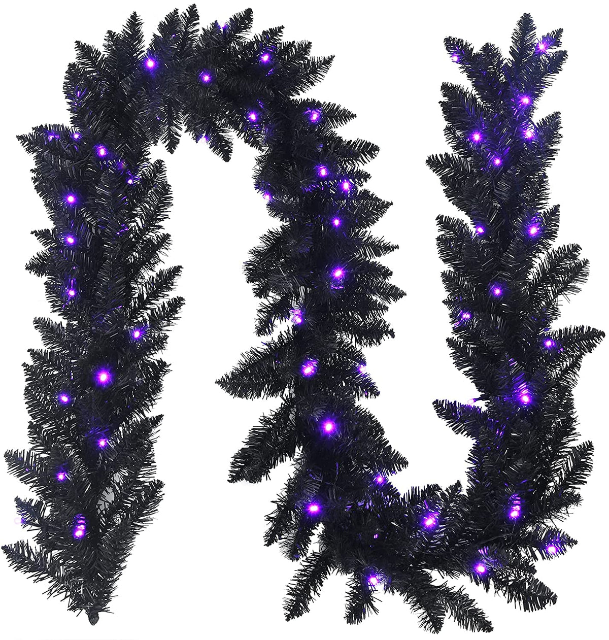 9FT Black Halloween Garland with Lights - GoflameUS