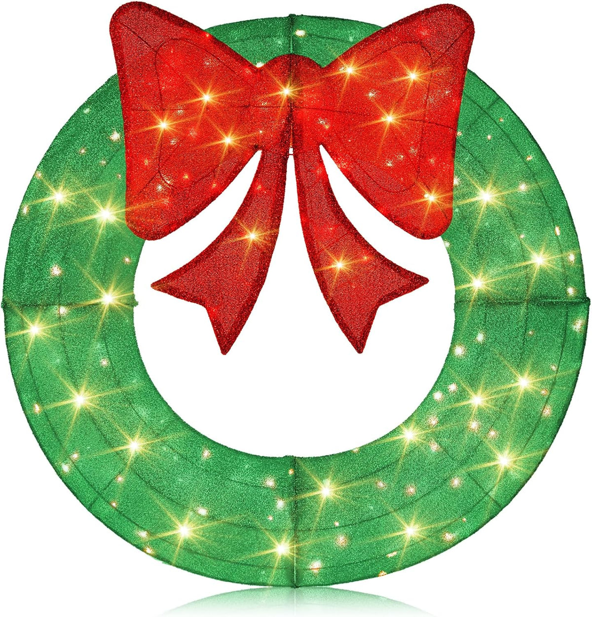 Goflame 48 Inch Pre-Lit Christmas Wreath, Indoor/Outdoor Xmas Decoration with 200 LED Lights