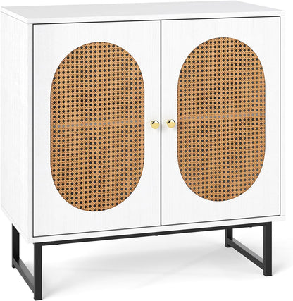 Goflame Small PE Rattan Buffet Cabinet with 2-Door Boho Sideboard