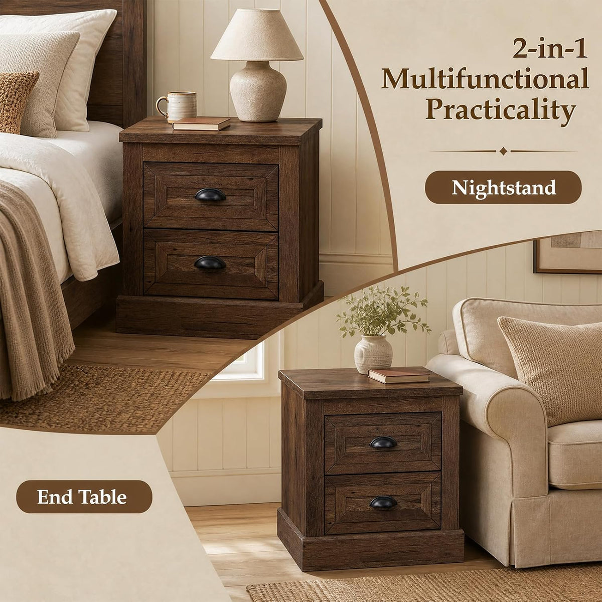 GOFLAME Nightstand with 2 Drawers