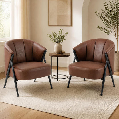 Goflame Mid Century Modern Accent Chair w/Curved Backrest & Wide Seat