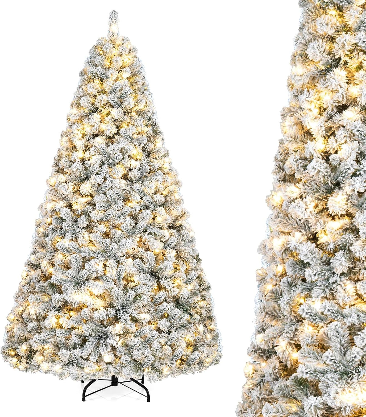 GOFLAME Artificial Christmas Tree Snow Flocked