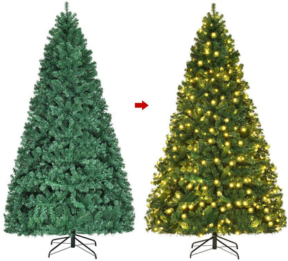 Pre-Lit PVC Artificial Christmas Tree Auto-Spread/Close up Premium Spruce Hinged