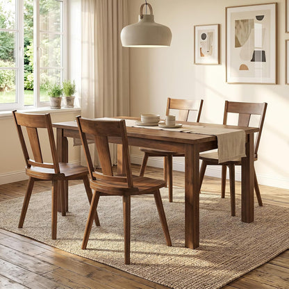 Goflame Wooden Dining Chairs Set of 2, Solid Wood Kitchen Chairs | Modern Farmhouse Dining Room Chairs w/Hollowed Backrest
