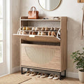 Goflame Narrow Shoe Storage Cabinet with 2 Flip Drawers