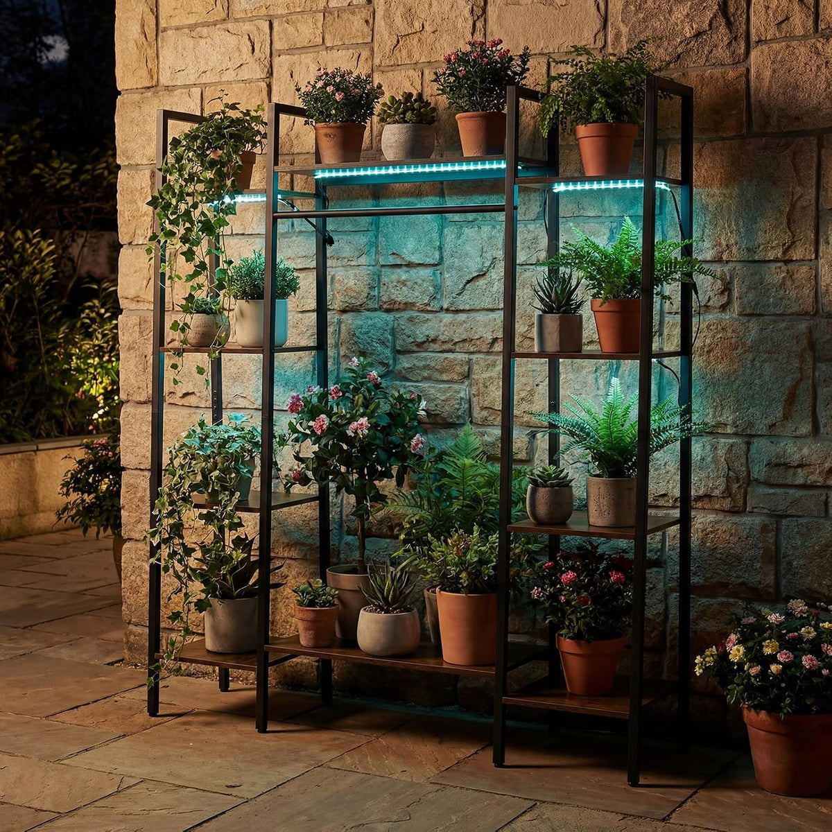 GOFLAME 55.5” Tall Plant Stand with 16 Colors LED Lights
