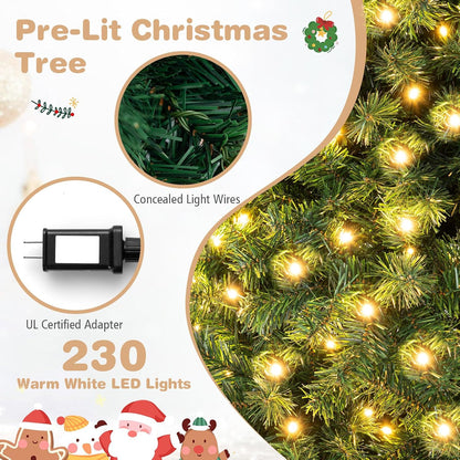 GOFLAME 6FT Pre-lit Christmas Tree with 230 Warm White LED Lights