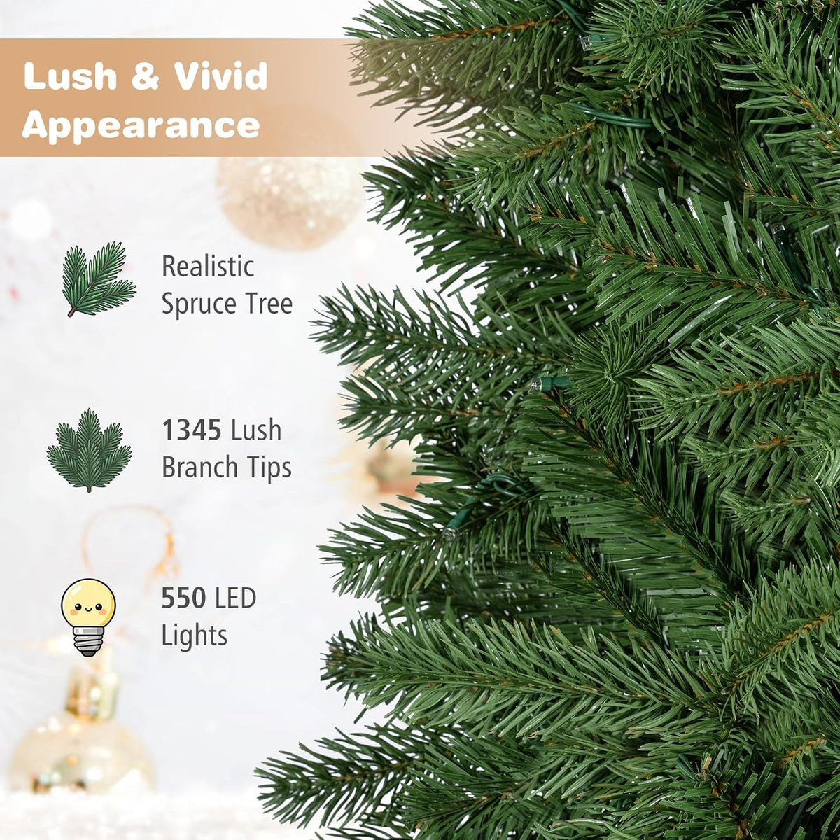 GOFLAME 9ft Pre-lit Pencil Christmas Tree
