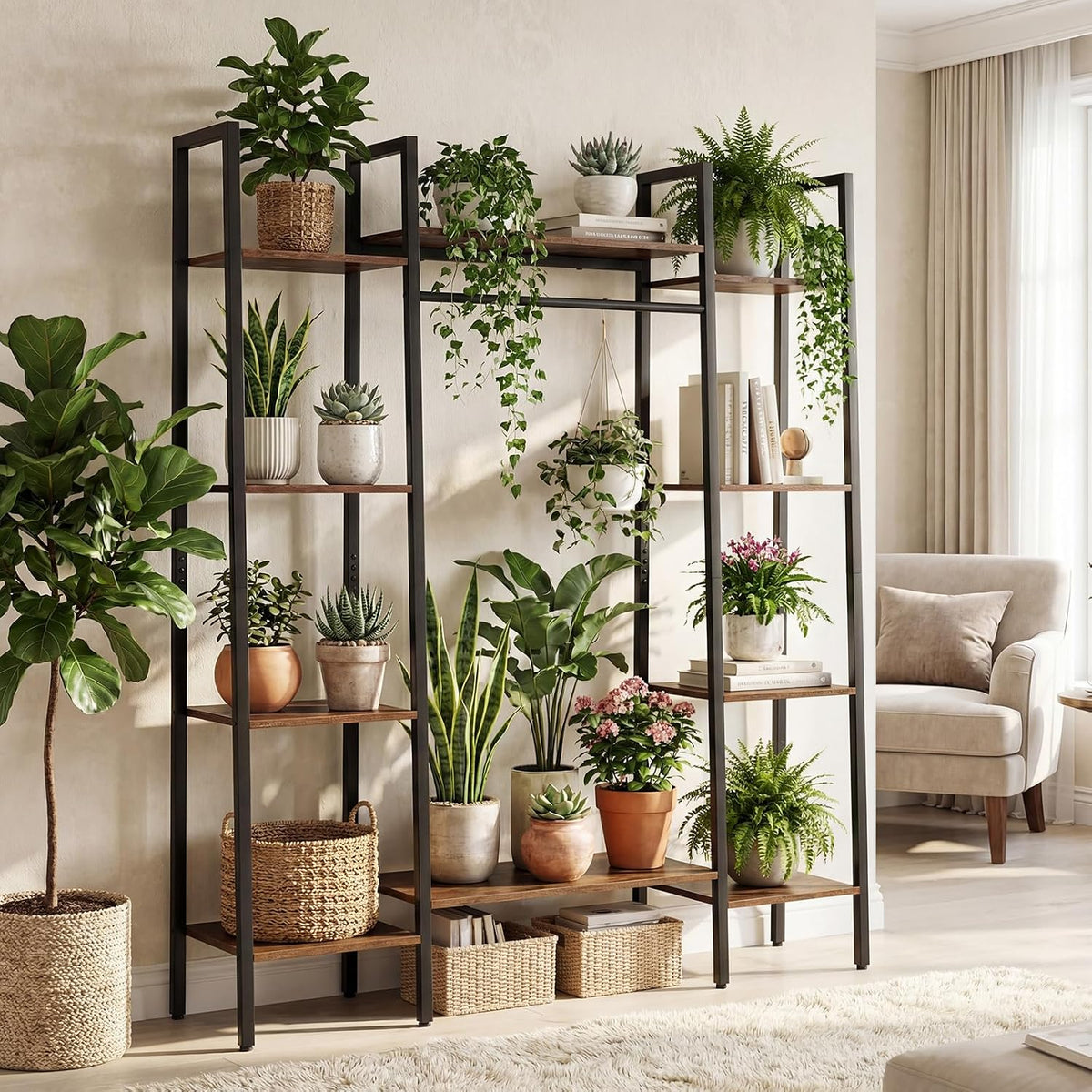 GOFLAME 55.5” Tall Plant Stand with 16 Colors LED Lights