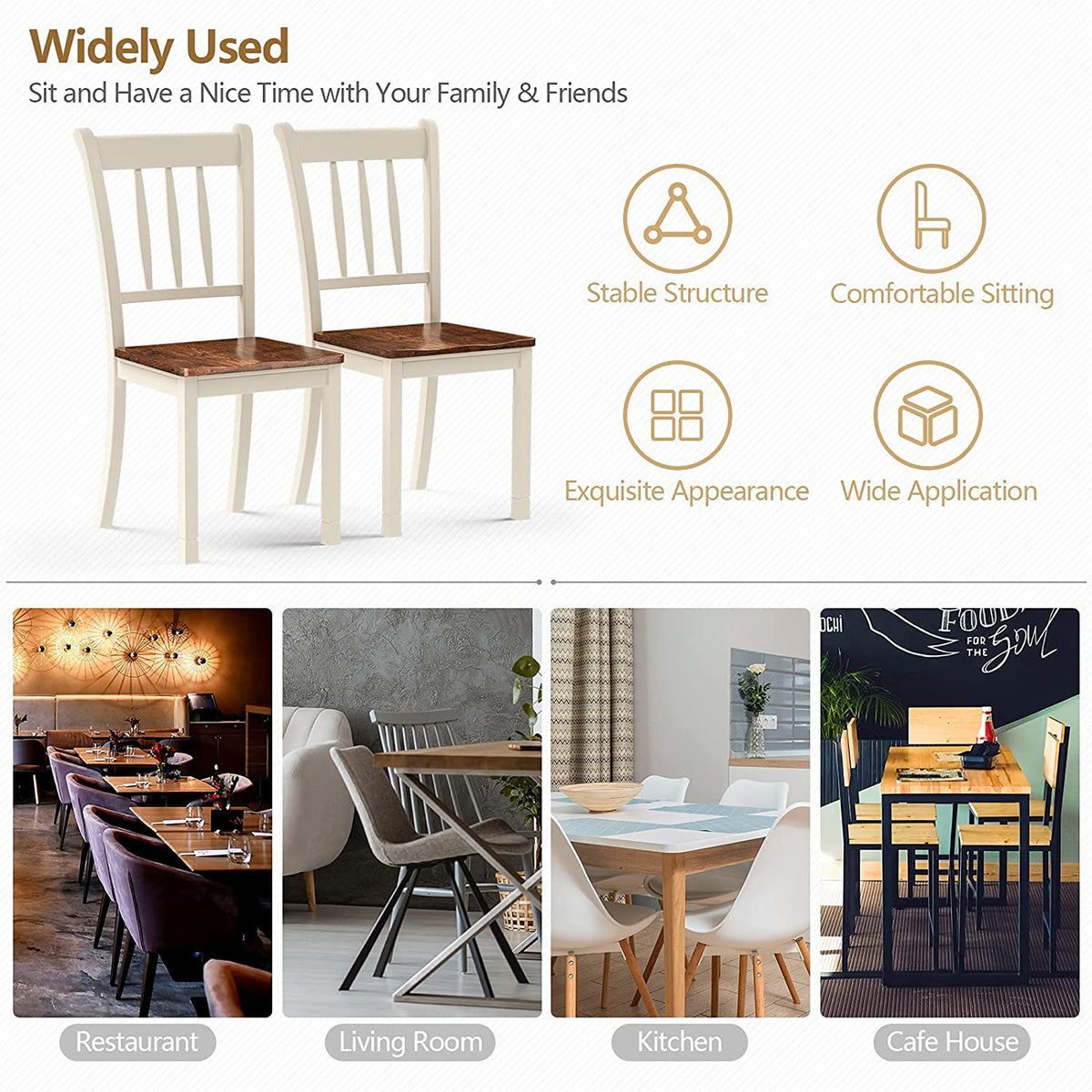 Solid Wood Whitesburg Dining Chairs Set of 4 - Goflameus