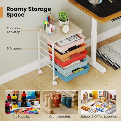 GOFLAME Rolling Storage Cart with Wooden Top
