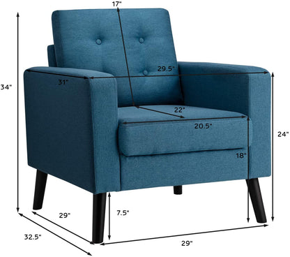 Goflame Modern Accent Chair, Mid-Century Upholstered Armchair Club Chair - Goflameus