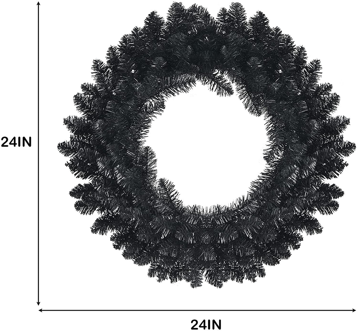 24' Black Halloween Wreath, Pre-lit Artificial Christmas Wreath - GoflameUS